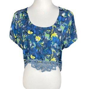 Free People Floral Hi Low Blouse Size S